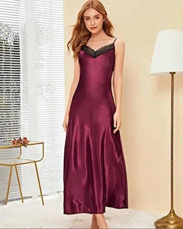 Women's Nightdress Lace Satin Nightgowns...
