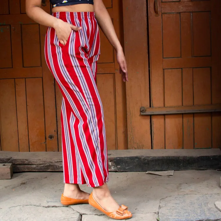 Floral Printed Cotton Plaso Styled Trous...