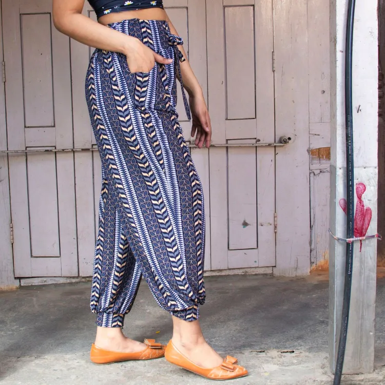 Floral Printed Cotton Plaso Styled Trous...