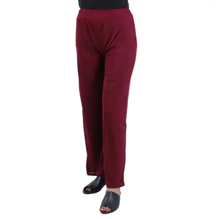 Maroon Solid Wide Leg Strecthable Pant F...