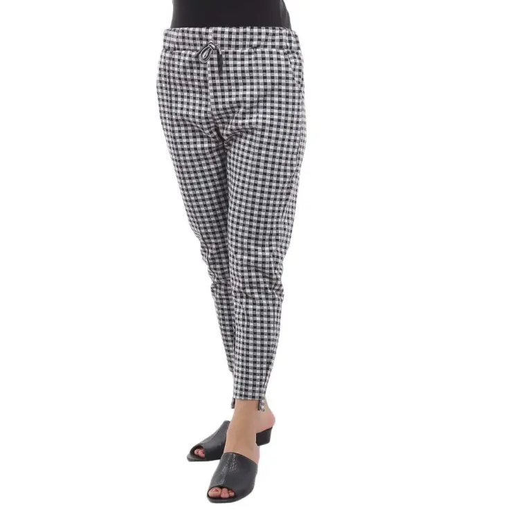 Black Checkered Pants For Women
