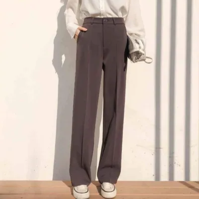 Plain Formal Satin Pants For Women - Bla...